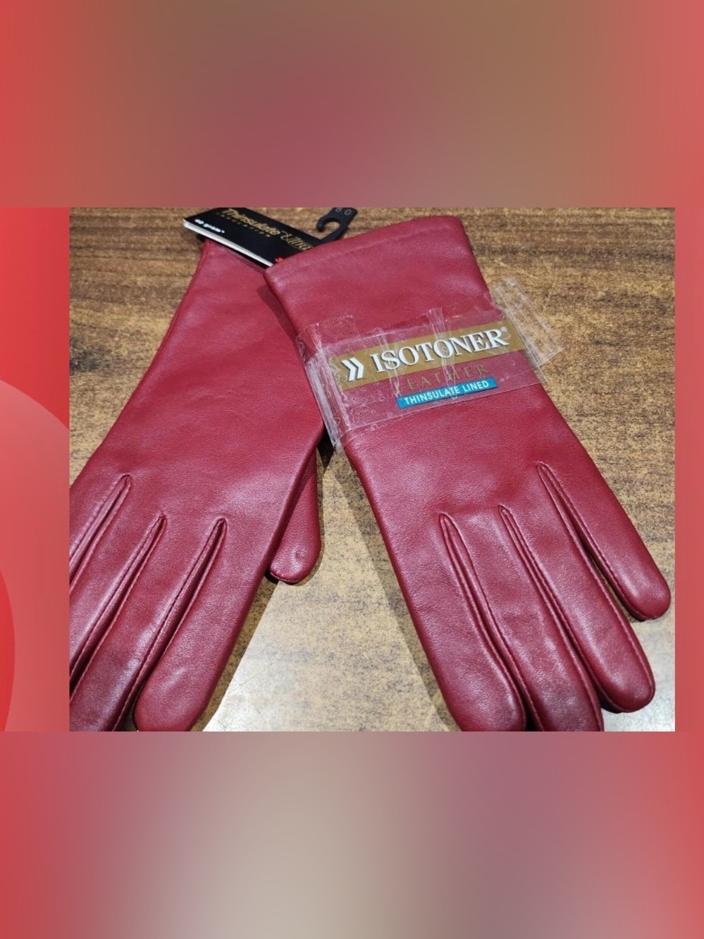 3M Thinsulate Burgundy Leather Women's Gloves